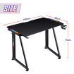 Ergonomic Gaming Desk Computer Home Office Writing Desk Racer Table with LED Lights and Carbon Fiber Desktop Black