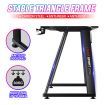 Ergonomic Gaming Desk Computer Home Office Writing Desk Racer Table with LED Lights and Carbon Fiber Desktop Black