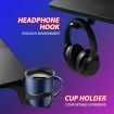 Ergonomic Gaming Desk Computer Home Office Writing Desk Racer Table with LED Lights and Carbon Fiber Desktop Black
