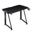 Ergonomic Gaming Desk Computer Home Office Writing Desk Racer Table with LED Lights and Carbon Fiber Desktop Black