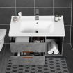 90cm Bathroom Cabinet Vanity with Sink 2 Drawers 1 Open Shelf Wall Mount Grey