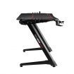 Large Z Shaped Gaming Desk Computer Home Office Writing Desk Racer Table with RGB LED Lights Carbon Fiber Tabletop Black