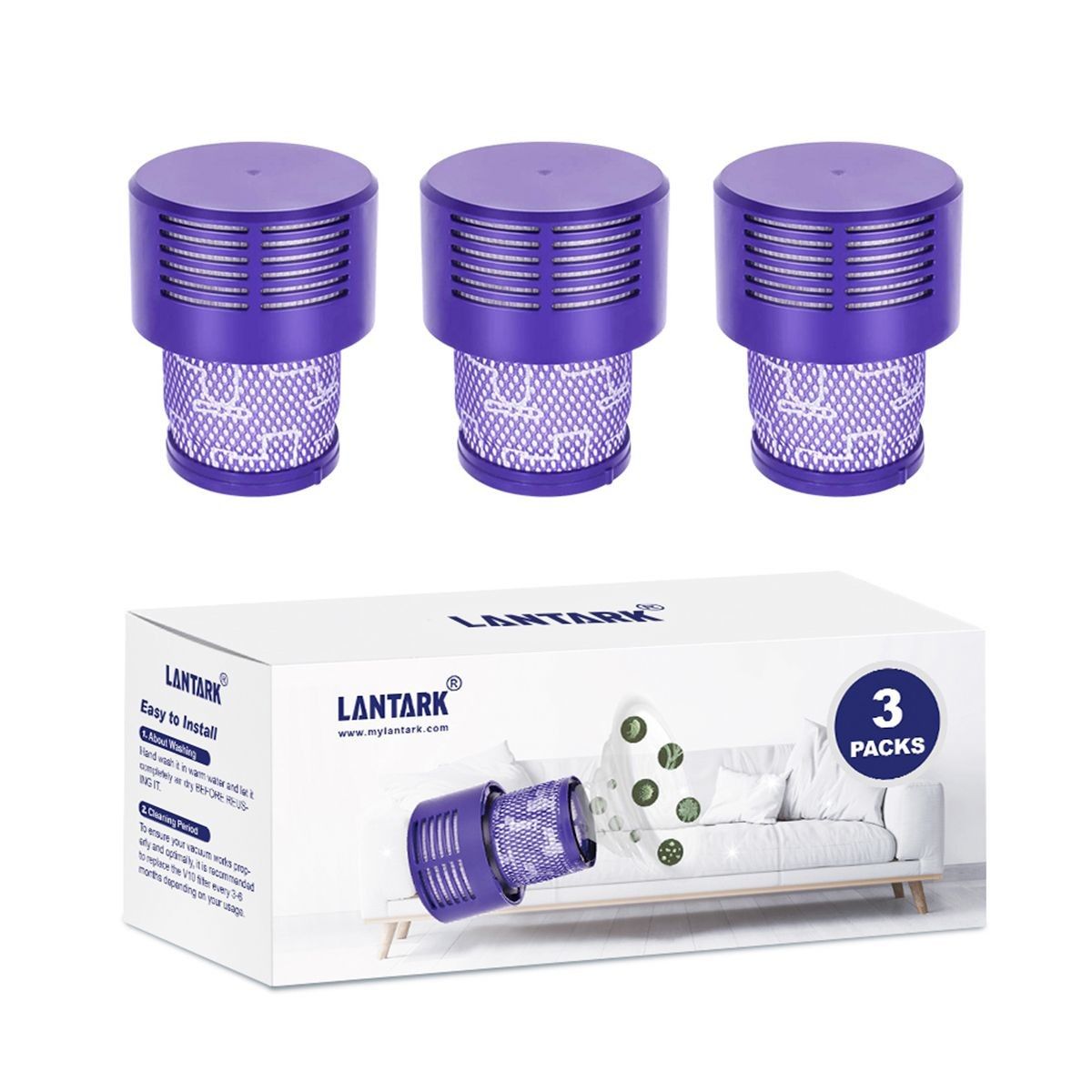 3Pcs Hepa Filters V10 Replacement Dyson Cyclone Absolute Animal Total Clean Motorhead Sv12 High Efficiency Vacuum