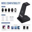 Foldable 3-in-1 Wireless Charger Stand Charging Station for Apple and Samsung Phone, iWatch and AirPods Black