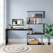 L-Shaped Rotating Home Office Desk Corner PC Computer Table 4 Tier Bookshelf Storage Black