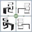 L-Shaped Rotating Home Office Desk Corner PC Computer Table 4 Tier Bookshelf Storage Black
