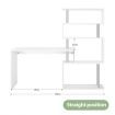 Home Office Computer Desk Corner Table 4 Tier Bookshelf Storage L-Shaped Rotating Table White