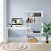 Home Office Computer Desk Corner Table 4 Tier Bookshelf Storage L-Shaped Rotating Table White