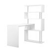 Home Office Computer Desk Corner Table 4 Tier Bookshelf Storage L-Shaped Rotating Table White