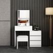White Makeup Mirror Dressing Table Stool Set with 4 Storage Drawers and Shelves