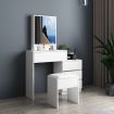 White Makeup Mirror Dressing Table Stool Set with 4 Storage Drawers and Shelves