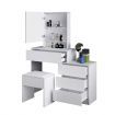 White Makeup Mirror Dressing Table Stool Set with 4 Storage Drawers and Shelves