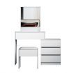 White Makeup Mirror Dressing Table Stool Set with 4 Storage Drawers and Shelves