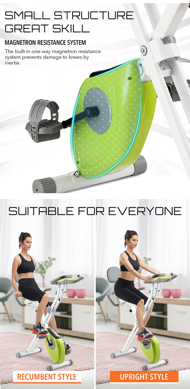 Genki 2in1 Folding Exercise XBike Upright Recumbent Spin Bike with