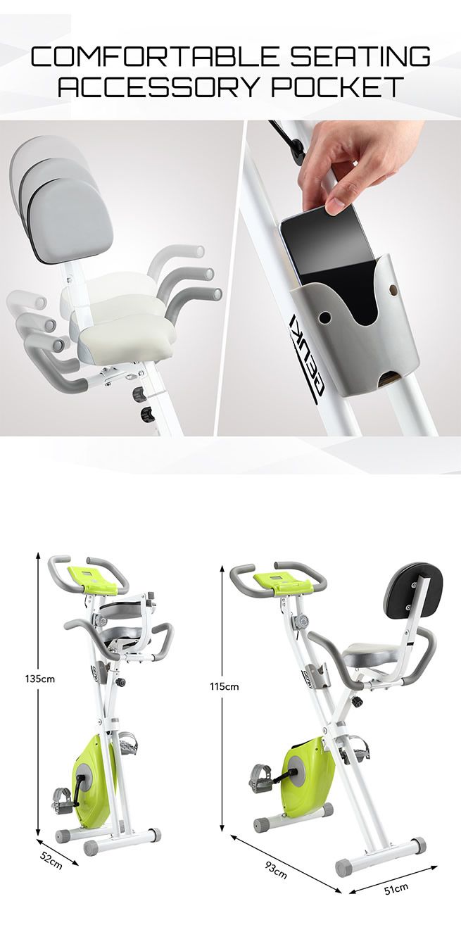 Genki 2in1 Folding Exercise XBike Upright Recumbent Spin Bike with