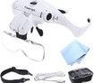 Head Mount Magnifier with LED Lights, Rechargeable Headset Magnifying Glasses Reading Aid