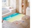 2PCS x 3D Beach footprint Sea Floor Sticker self-adhensive Waterproof 90X60CM