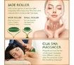 3-in-1 Derma Roller, Jade Roller and Gua Sha Facial Tool Set. With Titanium Microneedle Roller