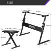 Melodic Keyboard Stand Stool Set Folding Piano Seat Adjustable Chair