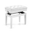 Melodic Height Adjustable Piano Keyboard Stool Chair Bench Seat with Padded Cushion and Storage Compartment White