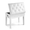 Melodic Height Adjustable Piano Keyboard Stool Chair Bench Seat with Padded Cushion and Storage Compartment White