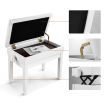Melodic Height Adjustable Piano Keyboard Stool Chair Bench Seat with Padded Cushion and Storage Compartment White