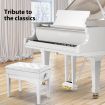 Melodic Height Adjustable Piano Keyboard Stool Chair Bench Seat with Padded Cushion and Storage Compartment White