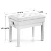 Melodic Height Adjustable Piano Keyboard Stool Chair Bench Seat with Padded Cushion and Storage Compartment White