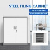 109cm Metal Filing Cabinet 2 Door 4 Shelves Office Home Stationary Lockable File Cupboard
