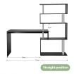 Home Office Computer Desk Corner Table 4 Tier Bookshelf Storage L-Shaped Rotating Table Black