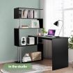 Home Office Computer Desk Corner Table 4 Tier Bookshelf Storage L-Shaped Rotating Table Black