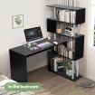 Home Office Computer Desk Corner Table 4 Tier Bookshelf Storage L-Shaped Rotating Table Black