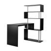 Home Office Computer Desk Corner Table 4 Tier Bookshelf Storage L-Shaped Rotating Table Black