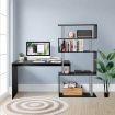 Home Office Computer Desk Corner Table 4 Tier Bookshelf Storage L-Shaped Rotating Table Black