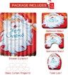 Christmas Bathroom Sets Decorations (Toilet Seat Cover, Non-Slip Bath Mat Set/Rugs, Shower Curtain), Christmas Bathroom Sets Decor with Merry Christmas