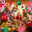 Christmas Decorations Balloon Arch Garland Kit Including Merry Christmas Banner, Santa Claus, Snowman, Christmas Tree, Stars