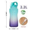 2L Water Bottle Motivational with Time Marker (Green)