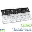 Push Button 7Day Pill Medicine Vitamin Organizer Box Weekly Am Pm and Lids, Black and White Am Pm, 1 Count
