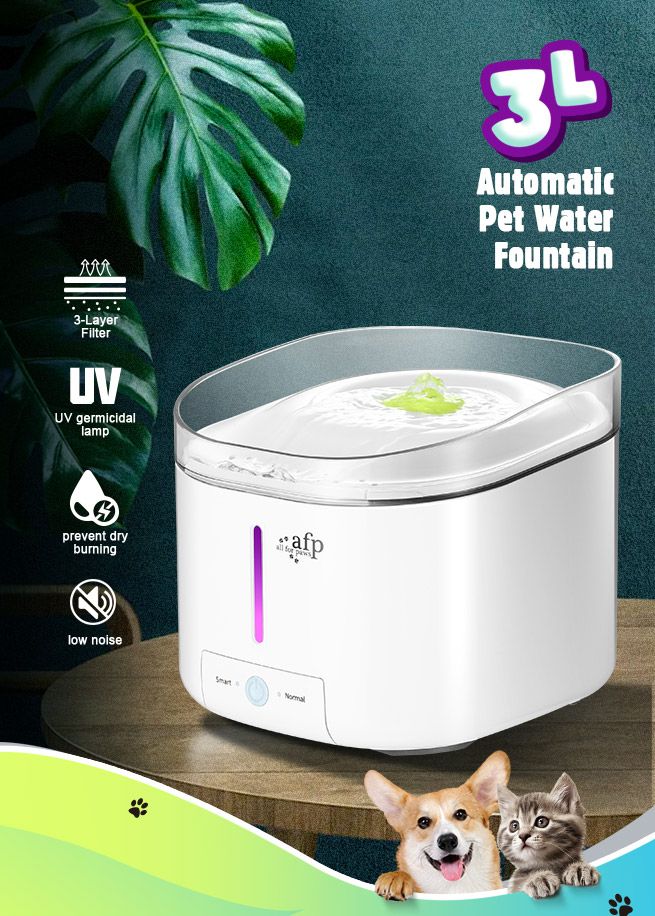 AFP 3L Automatic Pet Dog Cat Drinking Water Fountain Feeder with 3