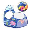 3-In-1 Kids Play Tent House Baby Crawl Tunnel Ball Pit with Basketball Hoop