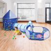 3-In-1 Kids Play Tent House Baby Crawl Tunnel Ball Pit with Basketball Hoop