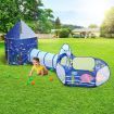 3-In-1 Kids Play Tent House Baby Crawl Tunnel Ball Pit with Basketball Hoop