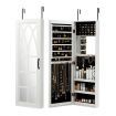 Mirror Jewellery Cabinet Door Wall Mounted Makeup Storage Cosmetic Organiser Wooden White