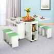 Multifunctional 5-Piece Wooden Folding Table and Chair Set Modern Home Furniture