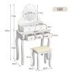 Vanity Dressing Table Stool Set Rotating Makeup Mirror 10 LED Lights Dresser 5 Drawers White