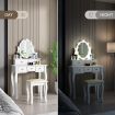 Vanity Dressing Table Stool Set Rotating Makeup Mirror 10 LED Lights Dresser 5 Drawers White