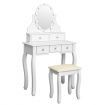 Vanity Dressing Table Stool Set Rotating Makeup Mirror 10 LED Lights Dresser 5 Drawers White