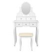 Vanity Dressing Table Stool Set Rotating Makeup Mirror 10 LED Lights Dresser 5 Drawers White
