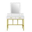 Hollywood Mirror Makeup Vanity Dressing Table 9 LED Lights 4 Drawers for Bedroom White and Gold
