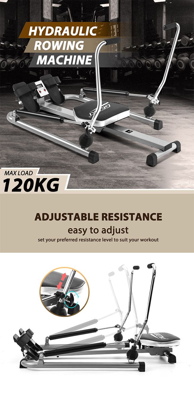 Genki Hydraulic Rowing Machine LCD Adjustable Resistance Rower Home Gym